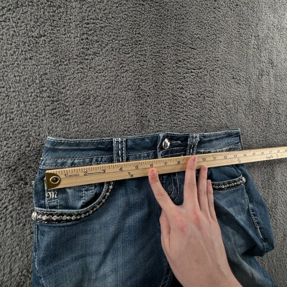 Miss Me Signature Rise Boot Cut Blue Denim Jeans Back Flap Pockets Women 26 - Picture 9 of 16